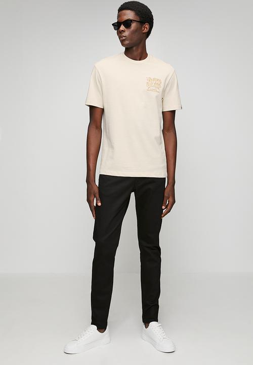 Replay - Jersey crew-neck T-shirt with embroidery - natural rope