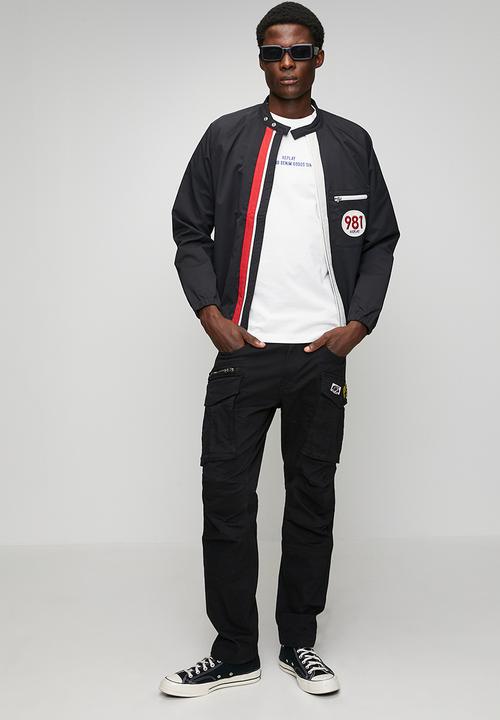 Replay - Jersey T-shirt with Lettering Embroidery - Natural White