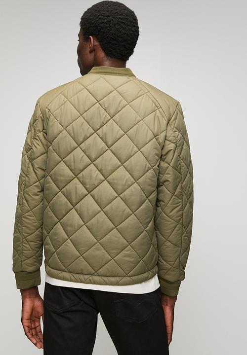 Replay - Regular fit quilted jacket - mud green