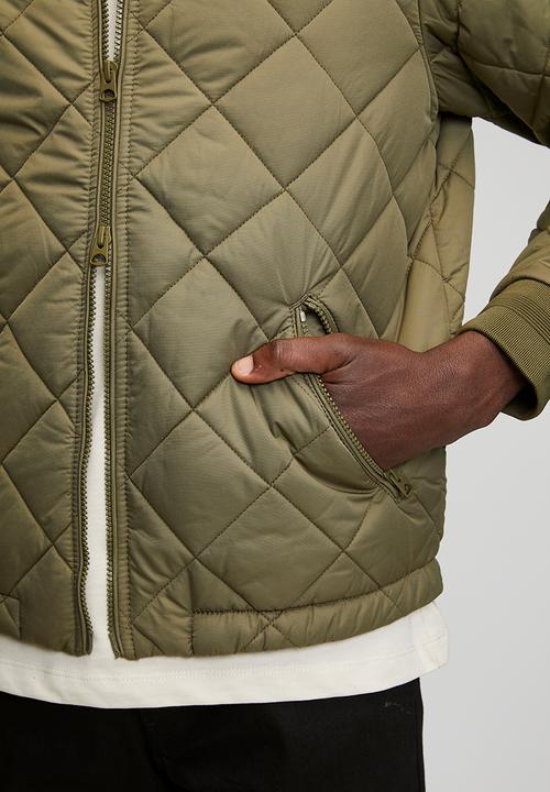 Replay - Regular fit quilted jacket - mud green