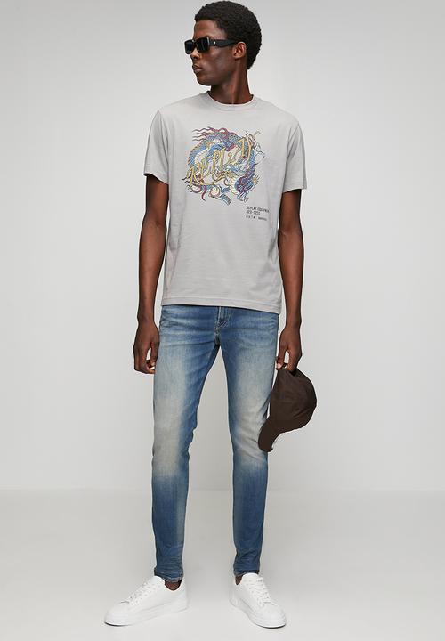 Replay - Dragon-print jersey T-shirt - silver