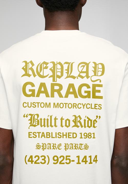 Replay - T-shirt with lettering - natural white