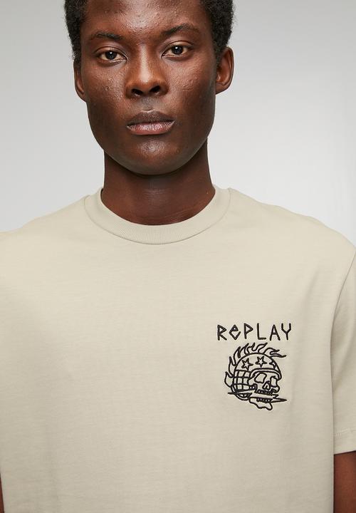 Replay - T-shirt with embossed-effect embroidery - sand