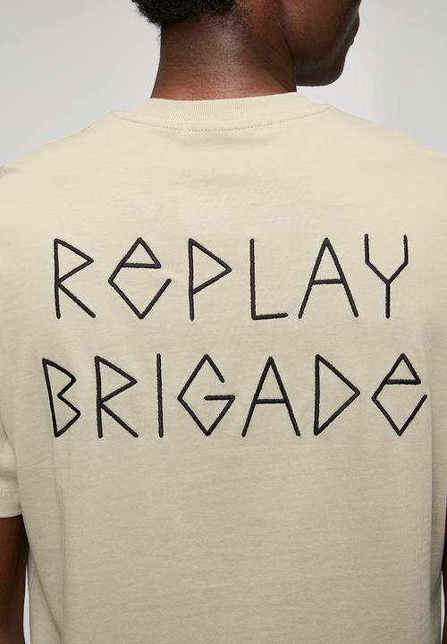Replay - T-shirt with embossed-effect embroidery - sand