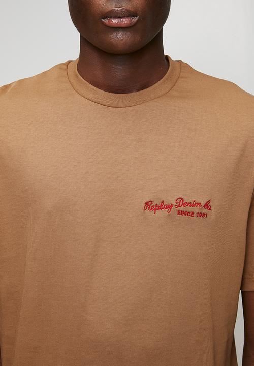 Replay - Jersey T-shirt with embroidery - brandy