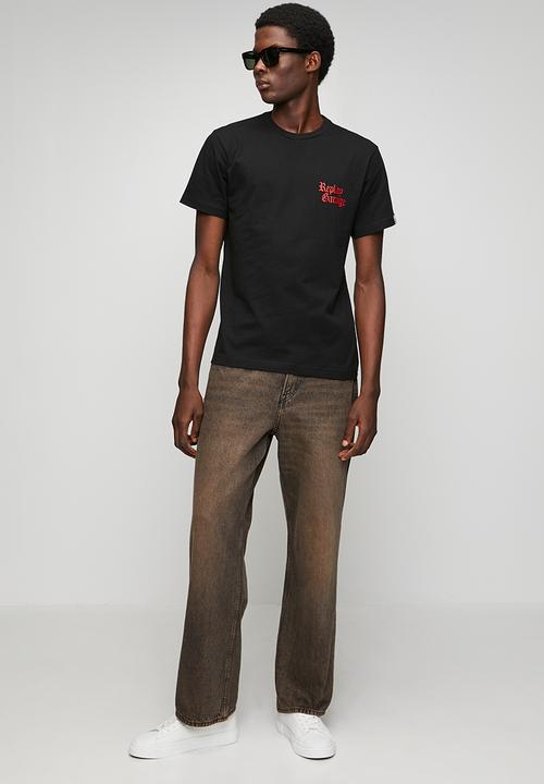 Replay - T-shirt with lettering - black