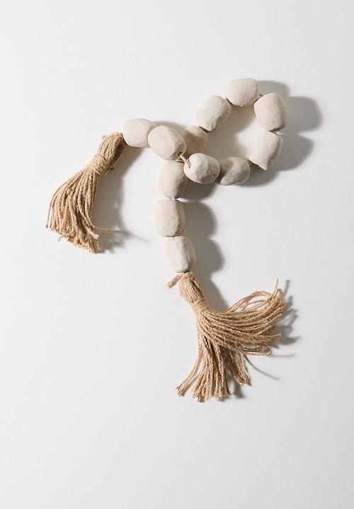 Sixth Floor - White Paper Mache Beads - white