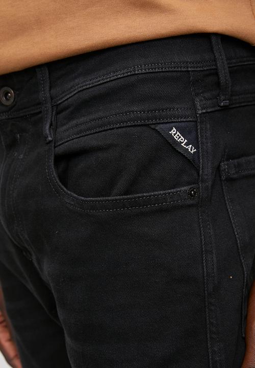 Replay - Hyperflex Black Stretch Anbass Slim-Fit Jeans - Black