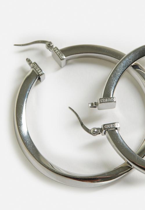 GUESS - Hoops Don'T Lie 40Mm Plain Twisted Hoops Rh - Silver