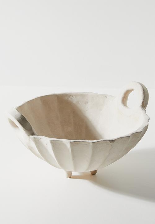 Sixth Floor - Fluted Papermache Decor Bowl - White