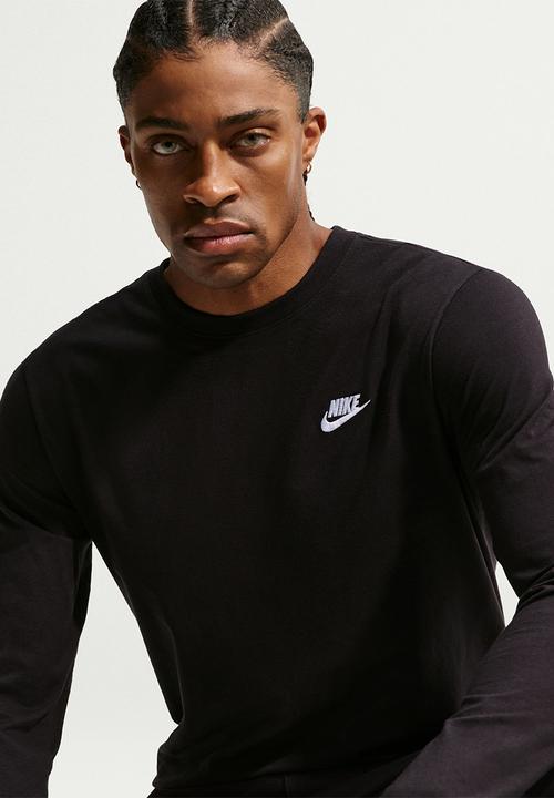 Nike - Nsw Club Long Sleeve T-shirt - Black/White