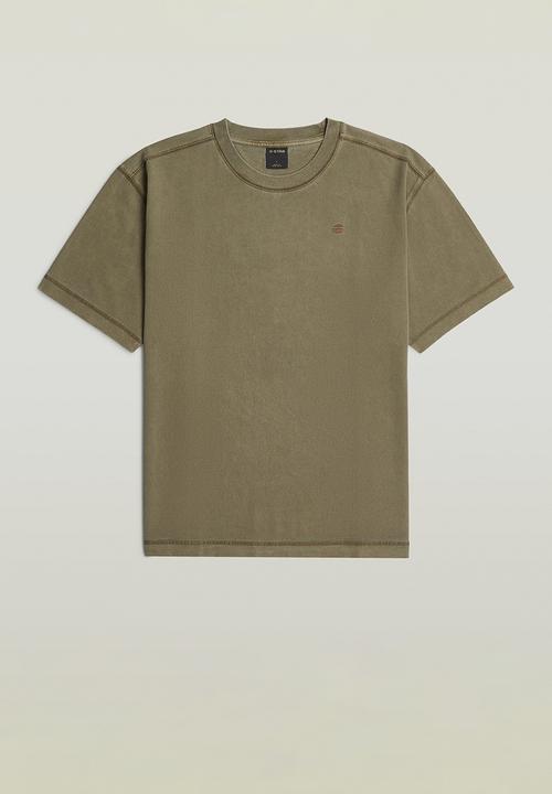 G-STAR - Unit Washed Relaxed R T Short Sleeve - Dark Khaki 