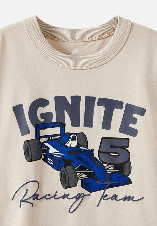 Cotton On - Jonny Short Sleeve Graphic Print Tee - Rainy Day/Ignite