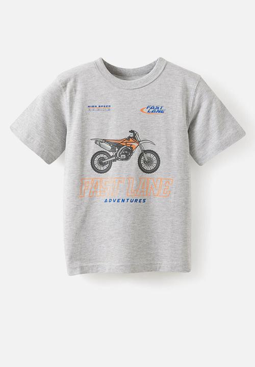 Cotton On - Essentials Graphic Short Sleeve Tee -  Grey Marle/Fast Lane