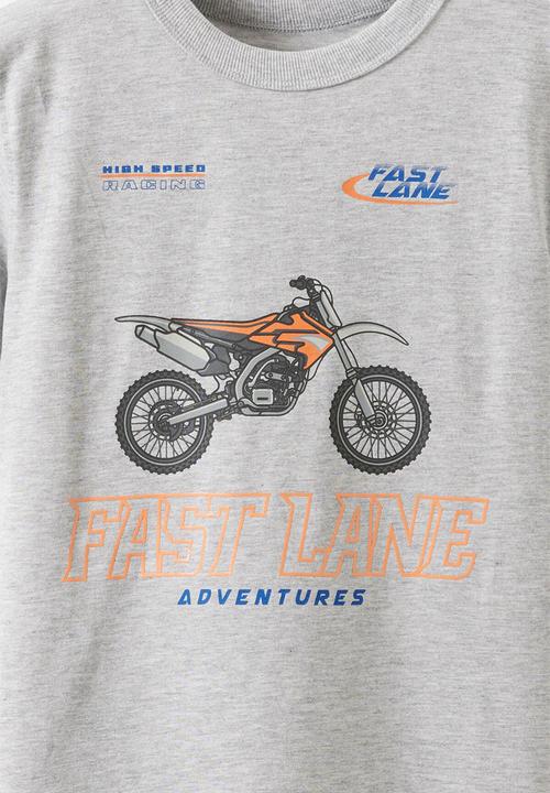 Cotton On - Essentials Graphic Short Sleeve Tee -  Grey Marle/Fast Lane