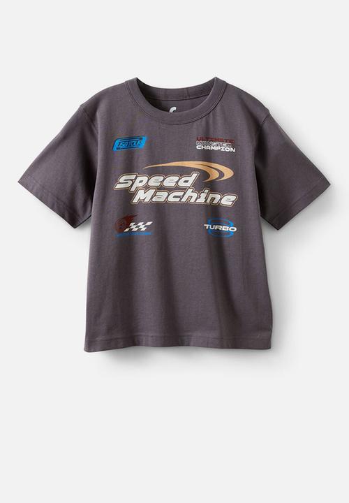 Cotton On - Essentials Graphic Short Sleeve Tee - Rabbit Grey/Speed Machine