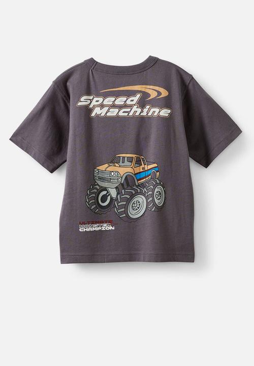 Cotton On - Essentials Graphic Short Sleeve Tee - Rabbit Grey/Speed Machine