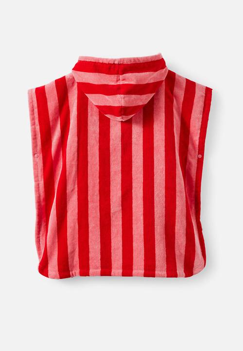 Cotton On - Kids Hooded Towel - Sunkissed/Varsity Red Bold Stripe