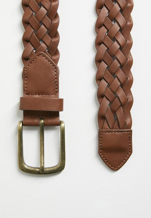 Cotton On - Braided Belt - Brown/Burnished Gold