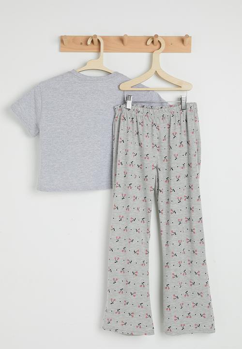 Pop Candy - Pj set - grey/cherry aop