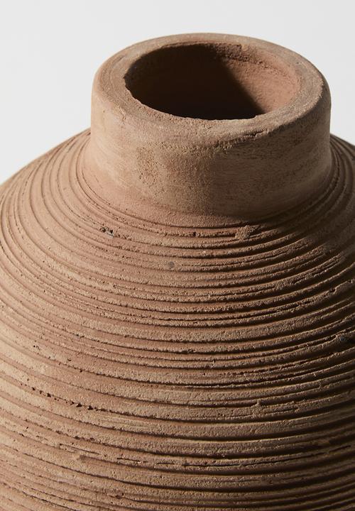 Sixth Floor - Ribbed Terracotta Vase Natural