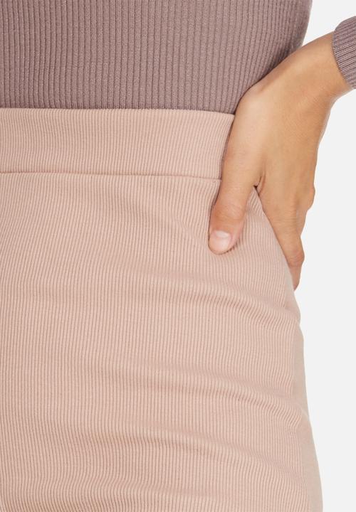 Missguided - Double popper ribbed midi skirt