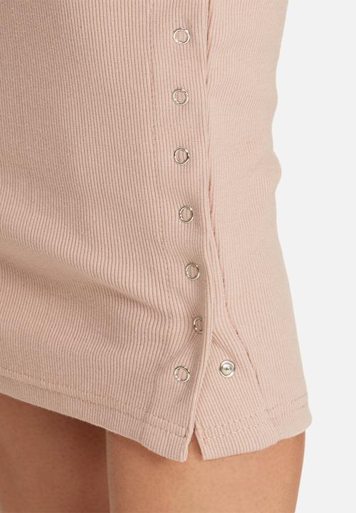Missguided - Double popper ribbed midi skirt