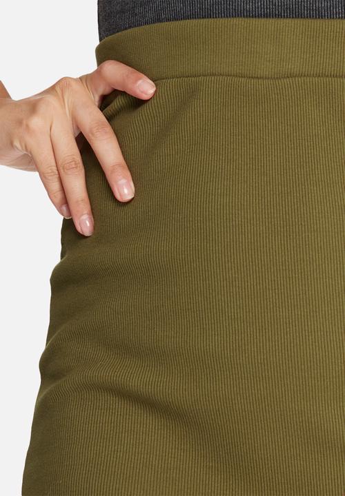 Missguided - Double popper ribbed midi skirt