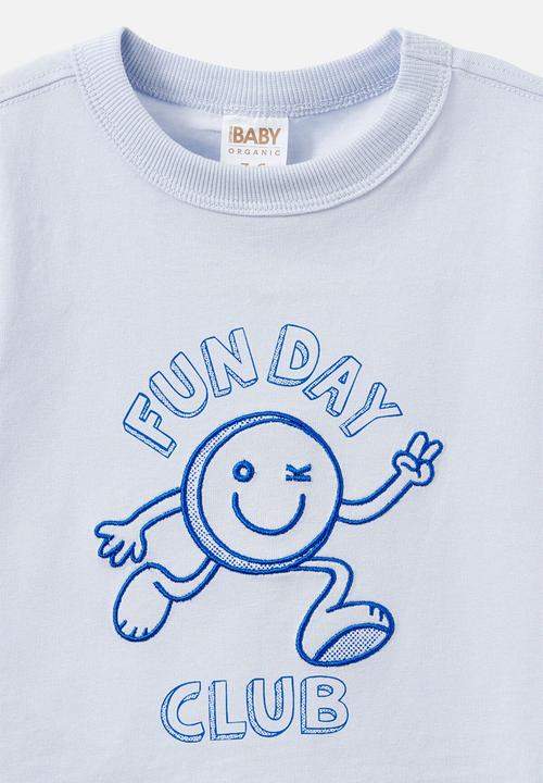 Cotton On - Bobbi Short Sleeve Graphic Tee - Ice Blue/Fun Day Club