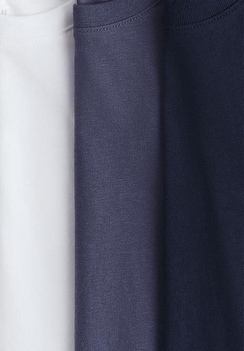 H&M - 3-Pack long-sleeved T-shirts - white/blue