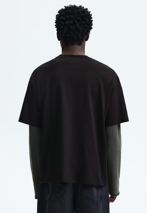 H&M - Loose fit printed t-shirt - brown/street hoops