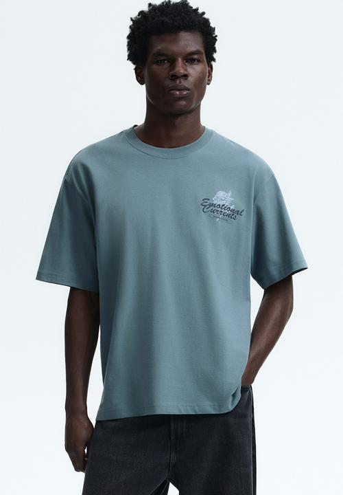 Loose fit printed t-shirt - turquoise/emotional currents - 0967955185