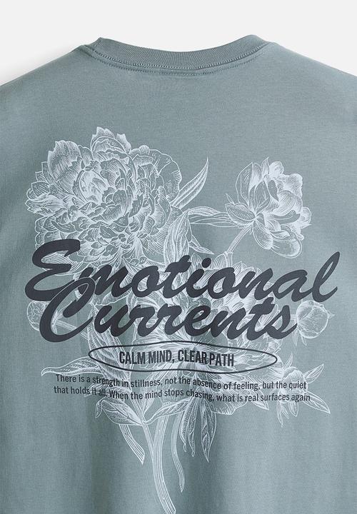 H&M - Loose fit printed t-shirt - turquoise/emotional currents