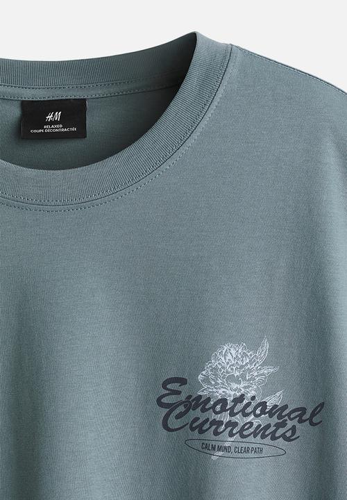 H&M - Loose fit printed t-shirt - turquoise/emotional currents