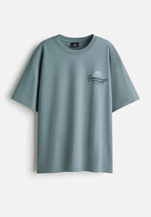 H&M - Loose fit printed t-shirt - turquoise/emotional currents