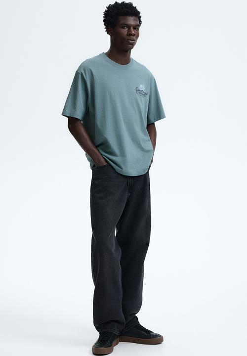 H&M - Loose fit printed t-shirt - turquoise/emotional currents