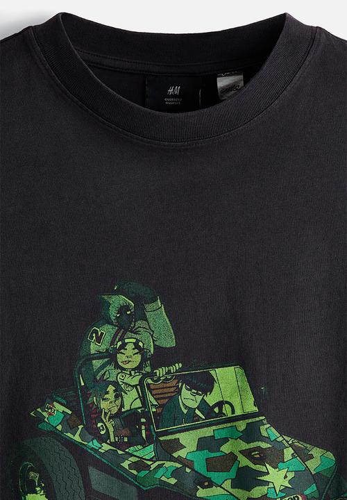 H&M - Oversized fit T-shirt - black/gorillaz