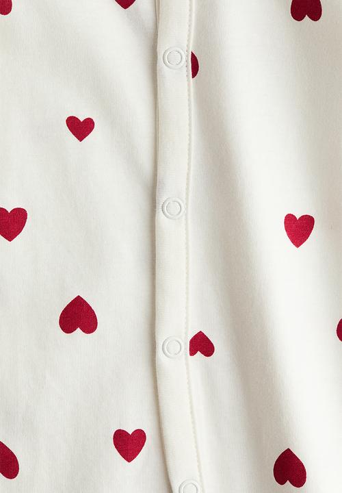 H&M - Patterned sleepsuit - white/hearts