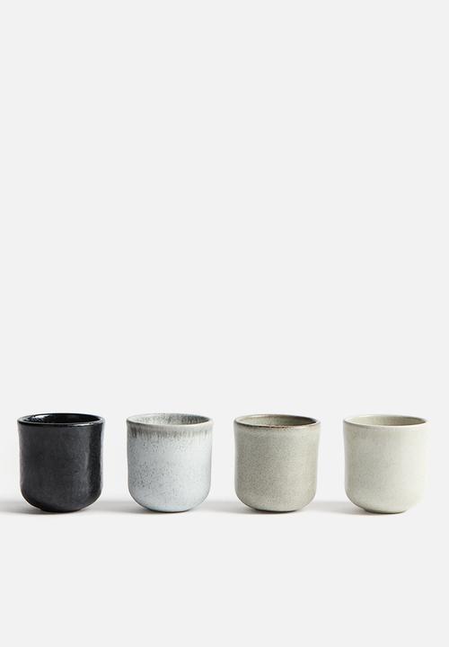 H&M - 4-pack espresso cups - light grey/beige