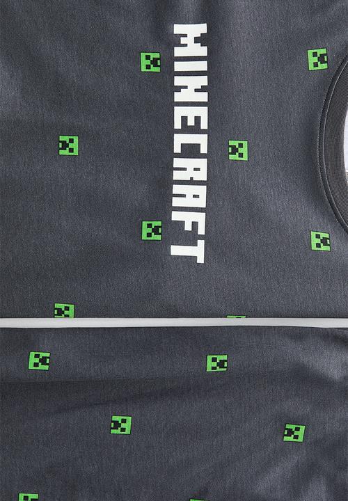 H&M - Printed cotton jersey pyjamas - dark grey/minecraft