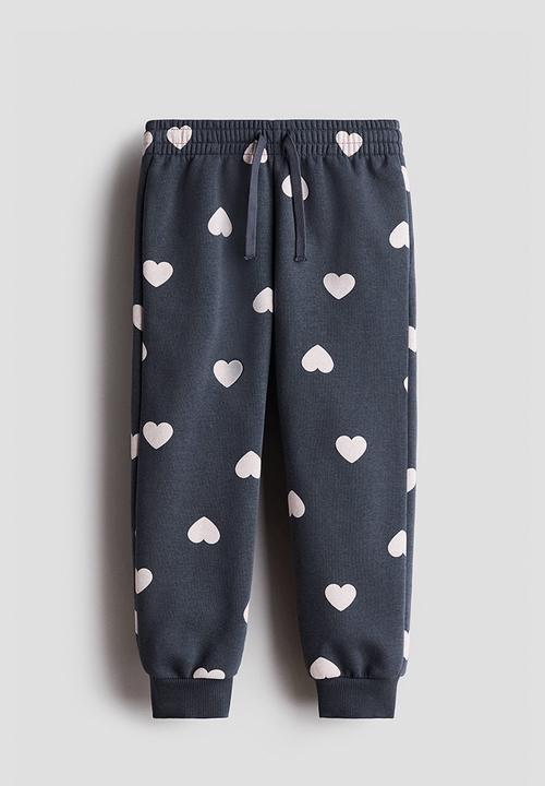 Brushed-inside joggers - dark grey/hearts - 1237254036