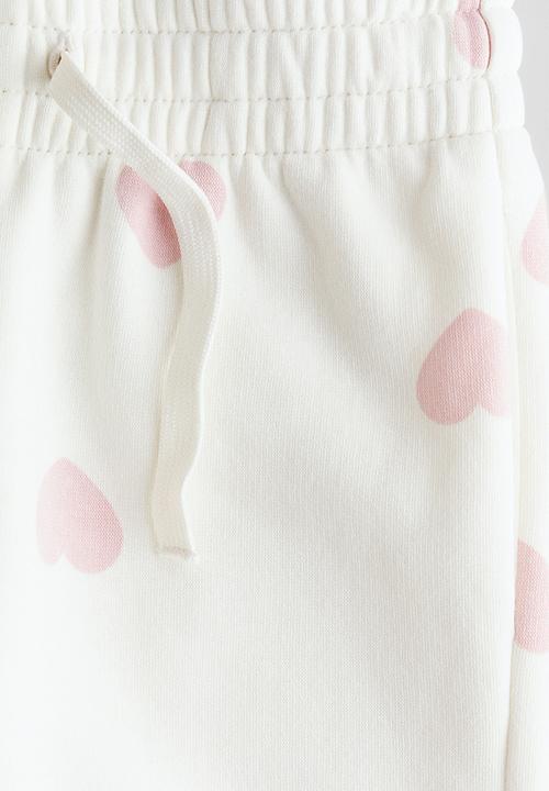 H&M - Brushed-inside joggers - white/hearts