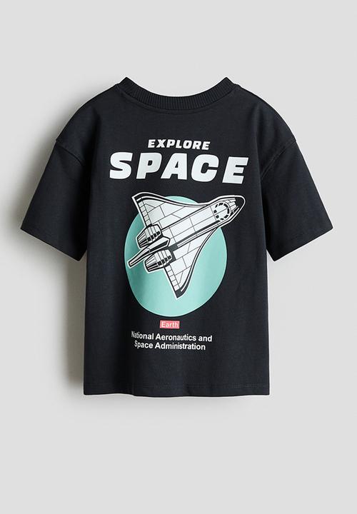 H&M - Printed T-shirt - black/nasa