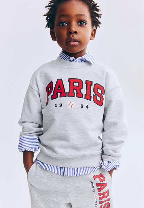 H&M - Printed crew-neck sweatshirt - light grey marl/paris