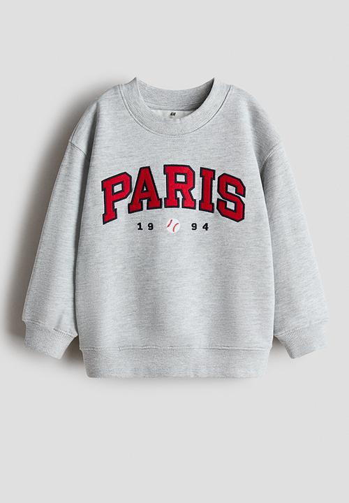 H&M - Printed crew-neck sweatshirt - light grey marl/paris