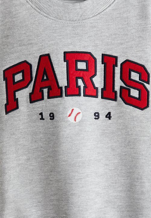 H&M - Printed crew-neck sweatshirt - light grey marl/paris