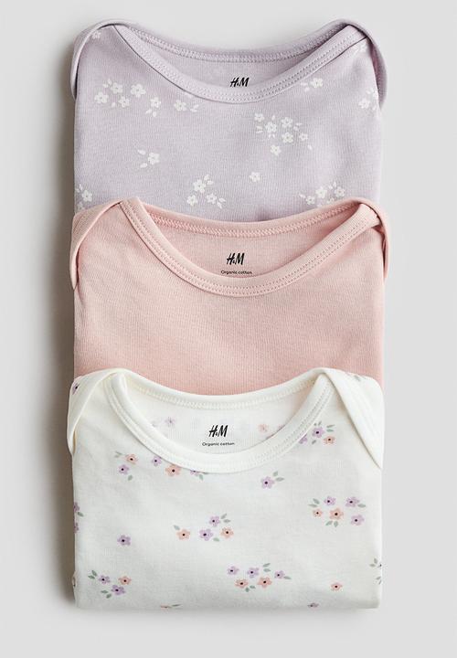 H&M - 3-Pack printed jersey bodysuits - light purple/floral