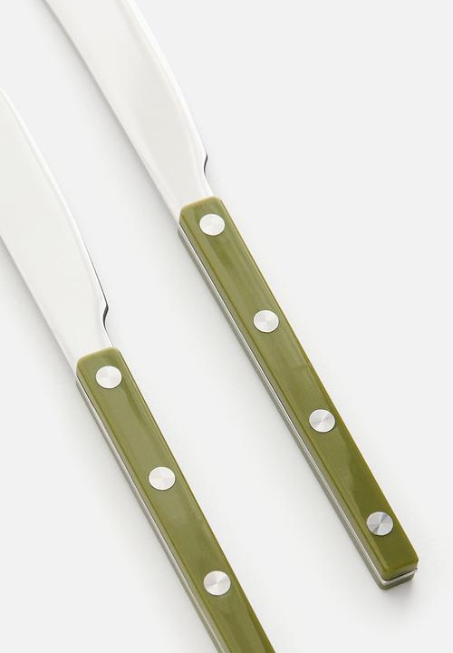 H&M - 2-pack stainless steel butter knives - green