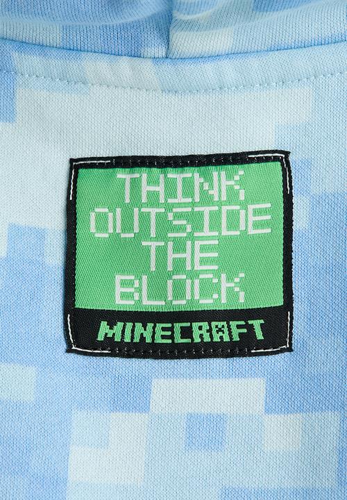 H&M - Printed hoodie - light blue/minecraft