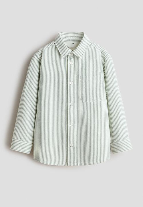 H&M - Cotton shirt - cream/green striped